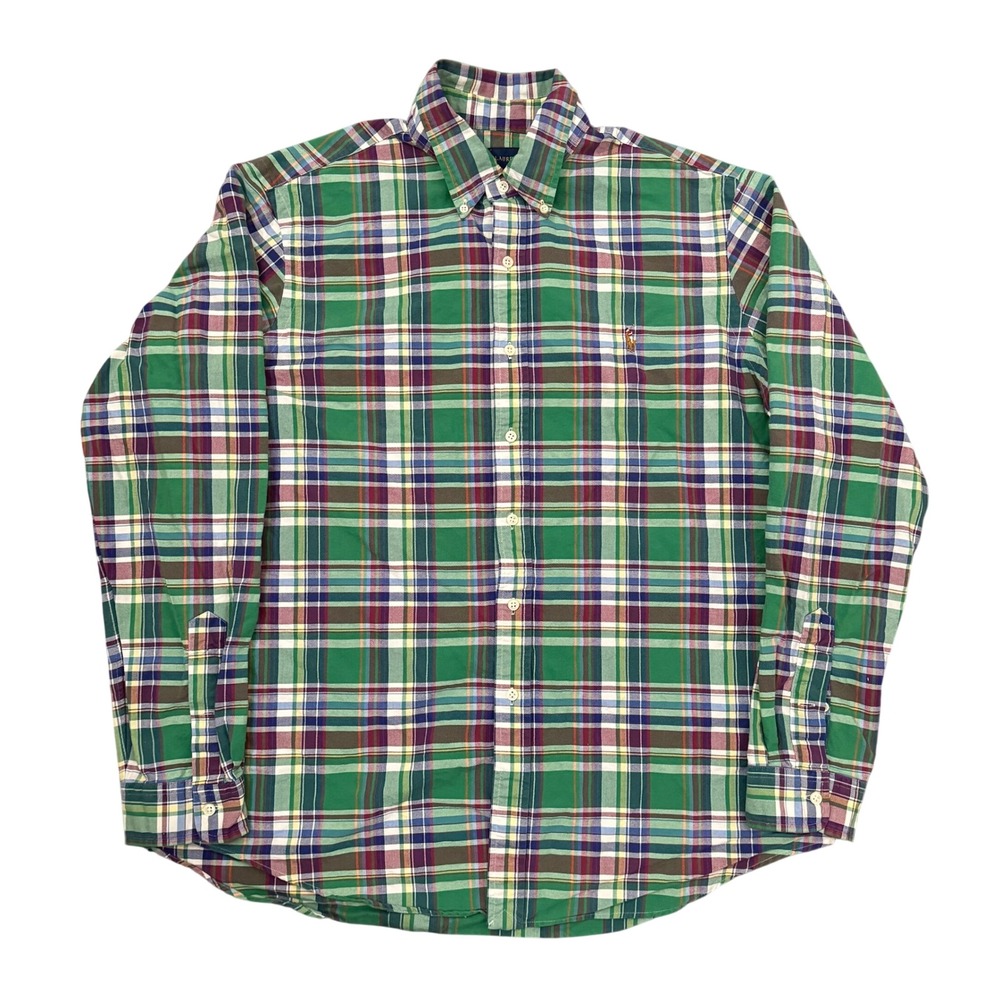 Ralph Lauren Mens XL Green Plaid Button Down Shirt Long Sleeve Cotton Pony Logo